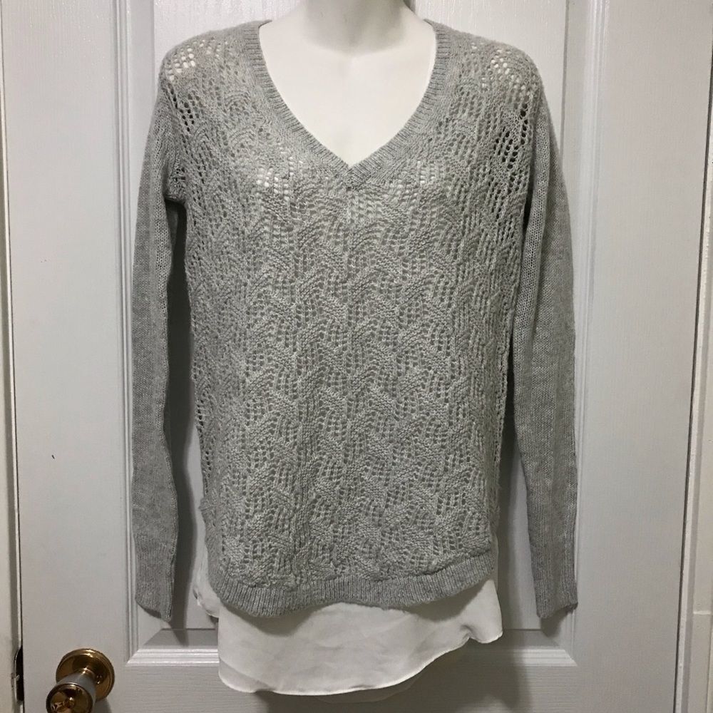 Camber & Grace 2pc Sweater Longsleeves Top Xxs Gray/White Blouse​
